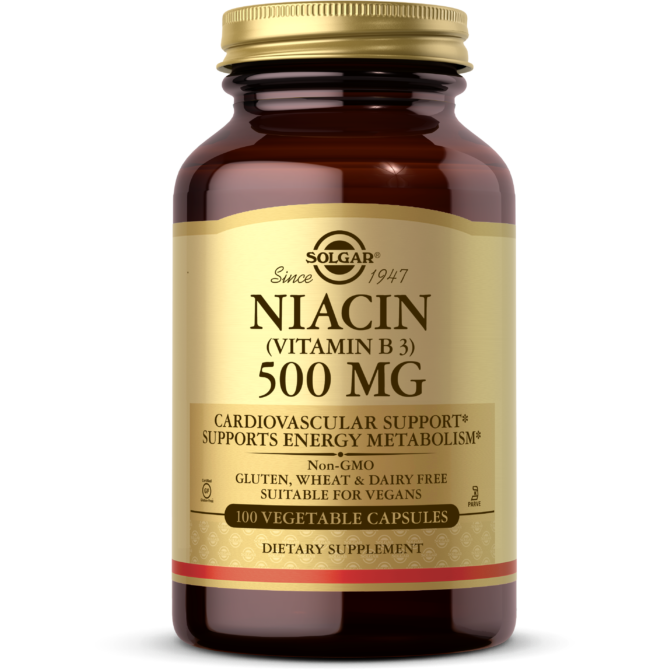 Solgar Niacin Vitamin B3 500 mg - 100 Vegetable Capsules - 5Oz