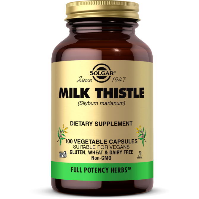 Solgar Full Potency Milk Thistle Vegetable Capsules, 100 Count / 5Oz