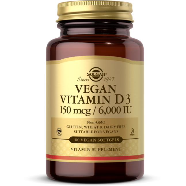 Solgar Vegan Vitamin D3 150mcg 6000IU 100 Softgels / 5 Oz