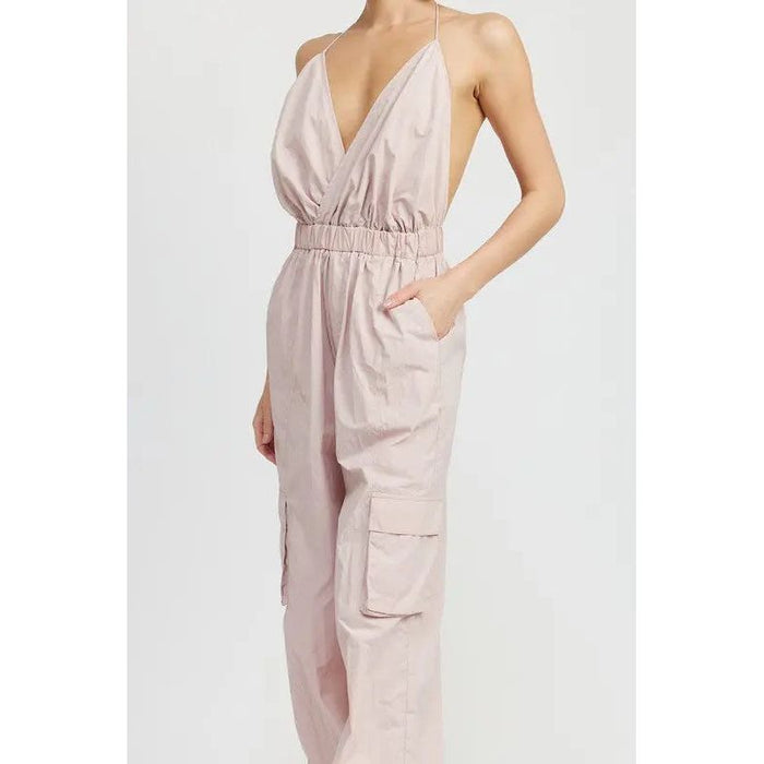 SPAGHETTI STRAP CARGO JUMPSUIT