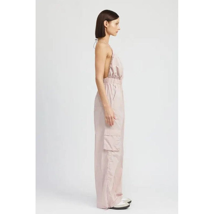 SPAGHETTI STRAP CARGO JUMPSUIT