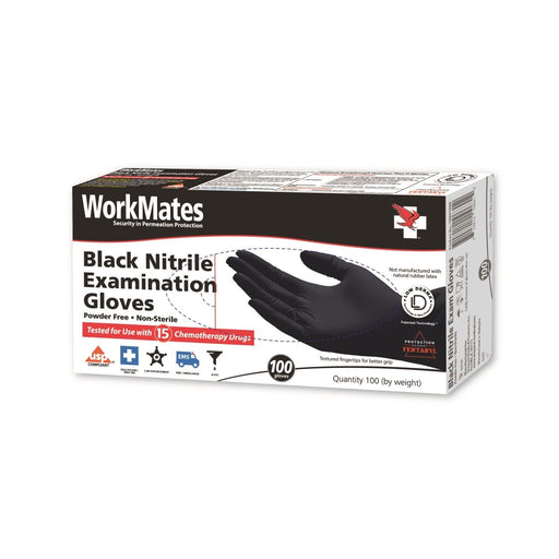 workmate Workmates Nitrile Exam Gloves, Black - Large - Case of 10 - 100 Cou Health Care