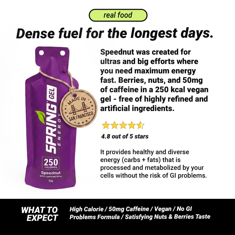 myspringenergy Nuts And Berries with 50 mg Caffeine (Vegan) 250 Kcal- Speednut Gel White Smoke 1 qty,20 pack