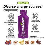 myspringenergy Nuts And Berries with 50 mg Caffeine (Vegan) 250 Kcal- Speednut Gel White Smoke 1 qty,20 pack