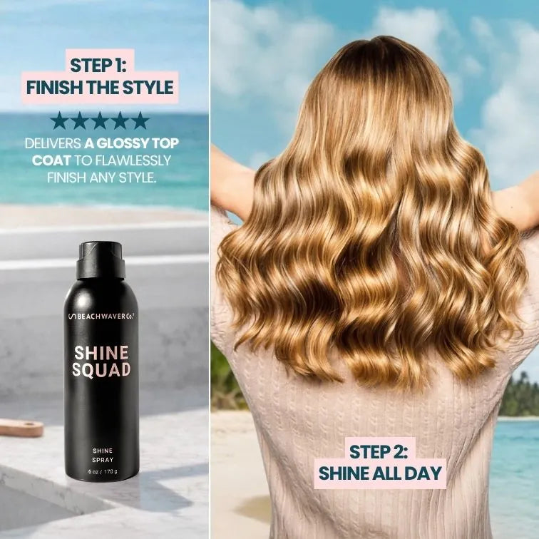 The Beachwaver Co. Shine Squad Shine Spray Hair Care Gray Full Size (6oz),Travel Size (1.7oz)