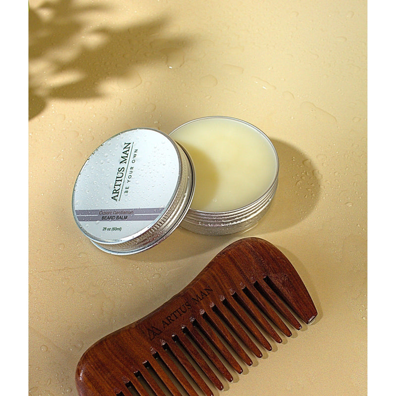 Artius Man Classic Gentleman Sandalwood Beard Balm – Natural Hold and Pure Sandalwood Scent (2 oz) Beard Balm
