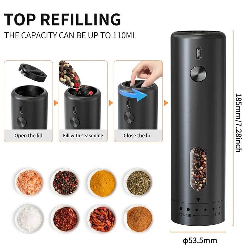 SmartPursue™ Rechargeable Electric Pepper Grinder Spice Grinders