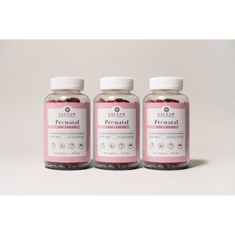 Salaam Nutritionals Halal Prenatal Vitamins - Gummy Multivitamins with Folate & DHA - 90 Count | Salaam Nutritionals
