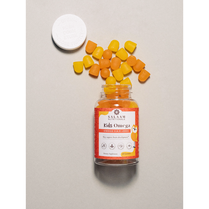 Salaam Nutritionals Halal Omega 3, 6 & 9 Gummies with DHA for Kids - 60 Count | Salaam Nutritionals