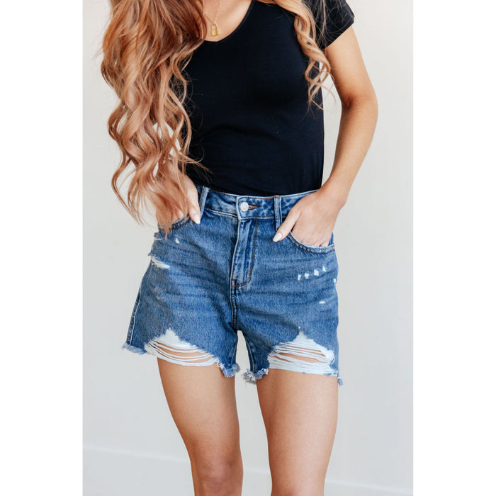 Samantha High Rise Rigid Magic Distressed Cutoff Shorts