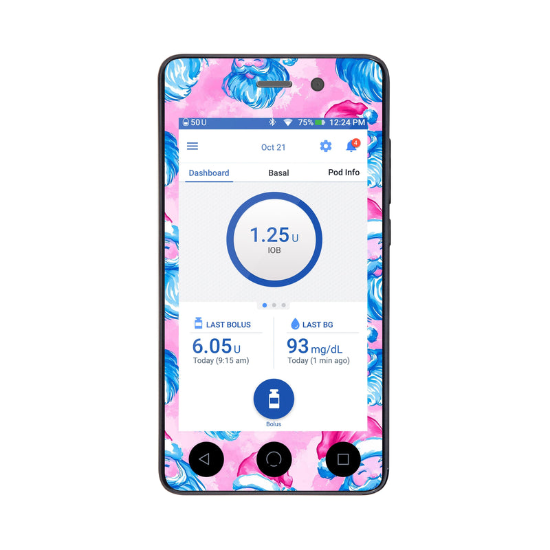 Peelz Santa Sticker for Omnipod DASH® PDM – Pump Peelz Peelz/Stickers