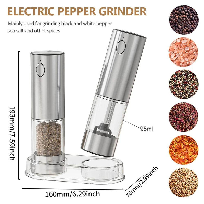 SmartPursue™ Rechargeable Electric Pepper Grinder – Adjustable Spice Mill Spice Grinders