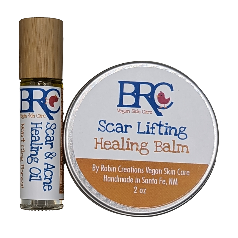By Robin Creations Scar Fading Balm & Acne Healing Oil Set for Face & Body Skin Care