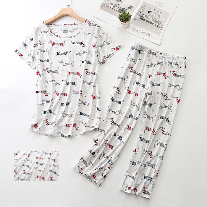 Stylish Dachshund Printed Pajama Set for Women by Dach Everywhere