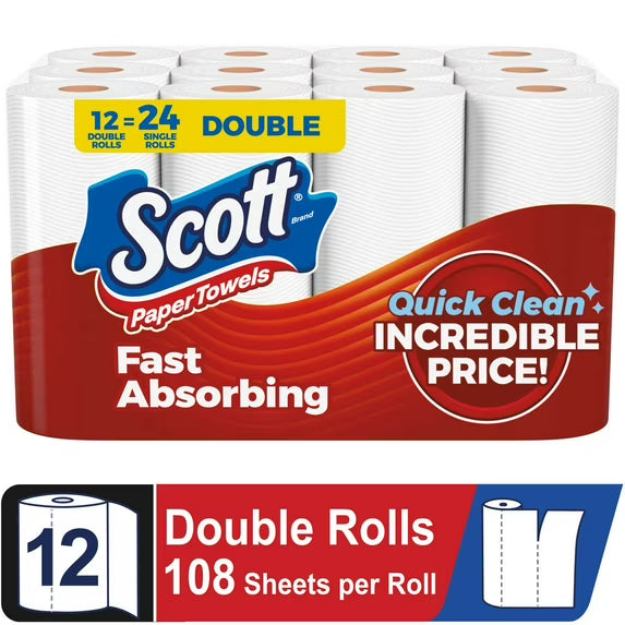 Scott Scott Paper Towels Choose-A-Sheet 12 Double Rolls Paper Towels
