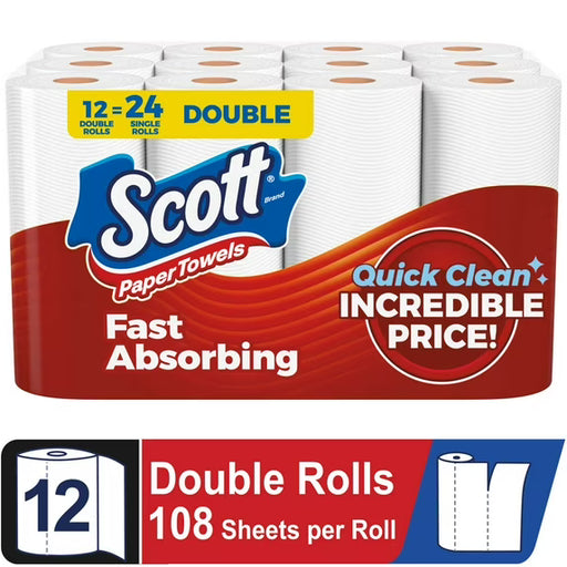Scott Scott Paper Towels Choose-A-Sheet 12 Double Rolls Paper Towels