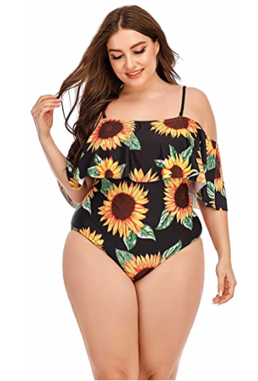 Shakira- Sunflower Print Off Shoulder One Piece