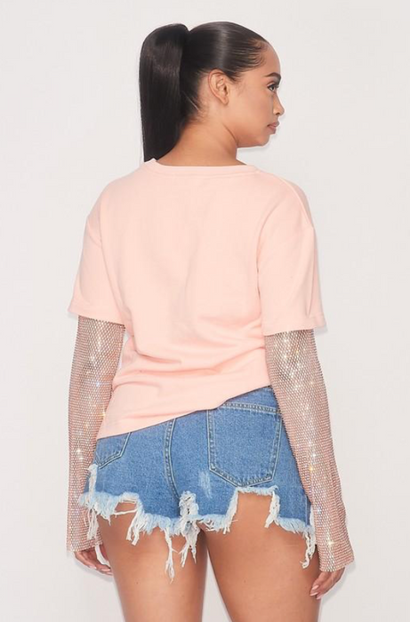 Elena- Sequin Sleeve T-Shirt