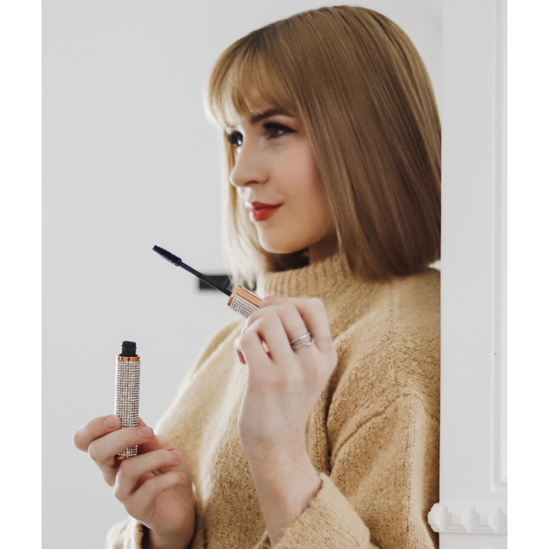 EpiLynx Mega Volume Vegan Mascara Black and Blue – Smudge-Proof with Handmade Diamond Case