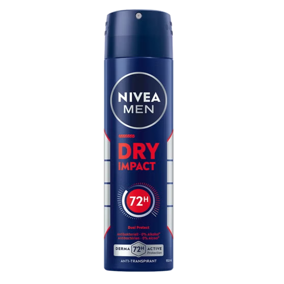 Nivea Nivea Dry Impact 72 Hour Dual protect Anti-Transpirant Spray For Men 150 ml Antiperspirant Spray