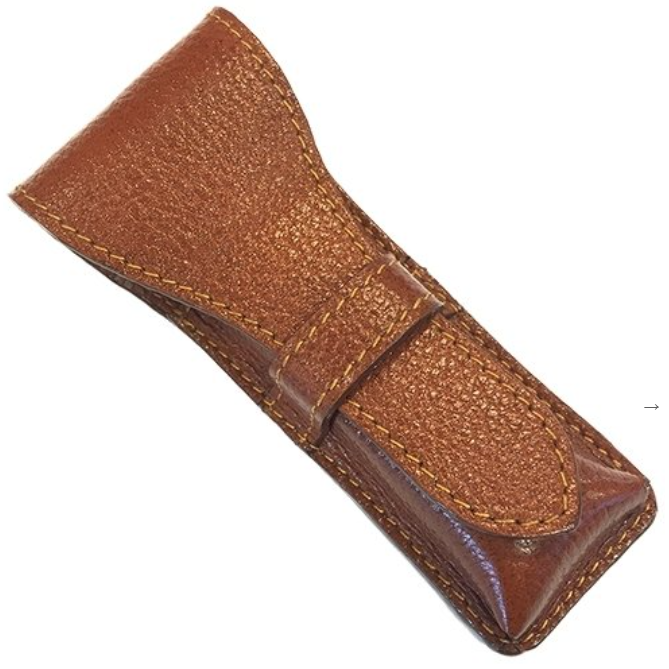 Parker Parker LP3 Saddle Brown Leather Safety  Razor Travel Case Razor Travel Case