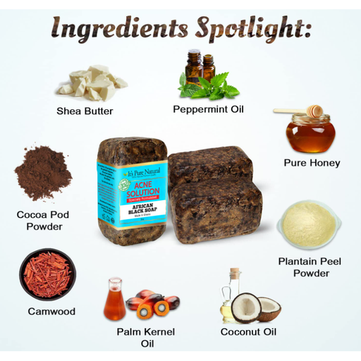 It's Pure Natural It's Pure Natural African Black Soap Acne Solution , 5 Oz Bar Soap