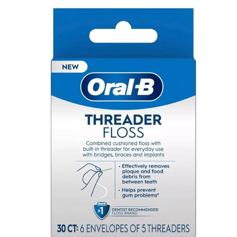 Oral-B Oral-B Glide Threader Dental Floss For Bridges, Braces & Implants - 30ct Dental Floss