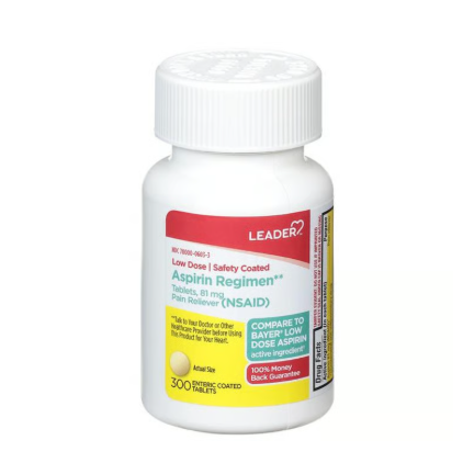 Leader Leader Aspirin Regmn Tablets 81mg 300 ct Health Care