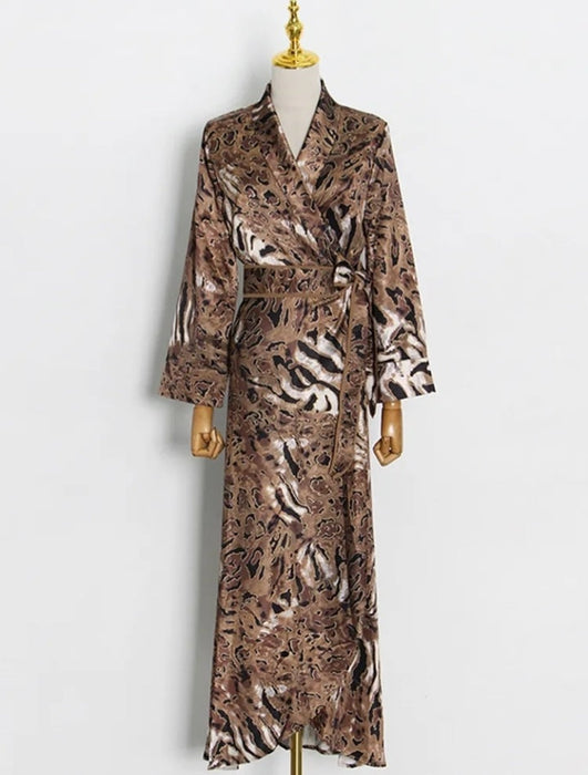 Special Design Leopard Print Mid-calf Dress