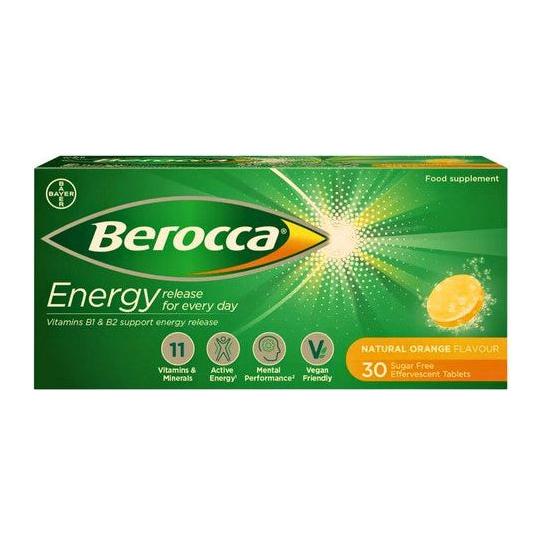 Berocca Energy Natural Orange Supplement Sugar Free Effervescent Tablets 30 Ct