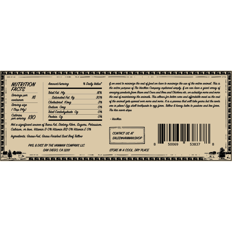 VanMan *New* VanMan's Cooking Tallow - 9 oz