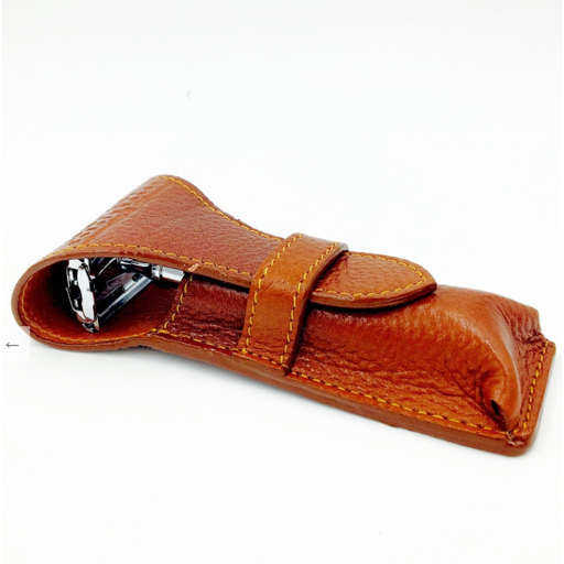 Parker Parker LP3 Saddle Brown Leather Safety  Razor Travel Case Razor Travel Case