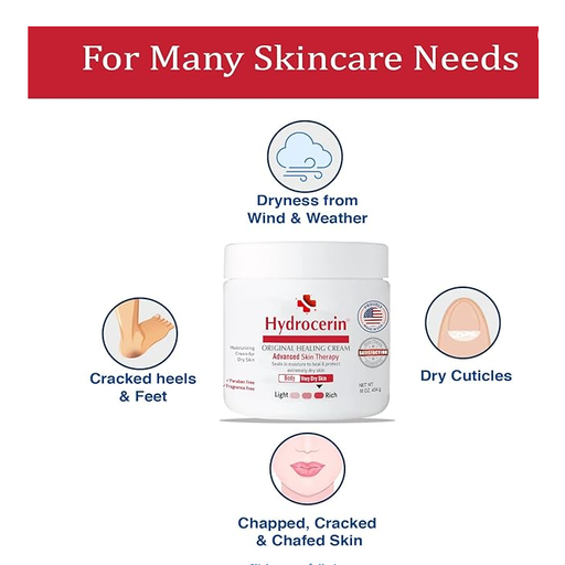 Geritrex Eucerin Hydrocerin Original Therapeutic Cream: 16 oz Advanced Moisturizer for Extra Dry Skin Lotion & Moisturizer White Smoke
