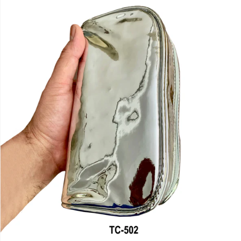 0 Kingsley Silver Metal Travel Cosmetic Makeup Organizer Bag TC-502 Cosmetic & Toiletry Bags
