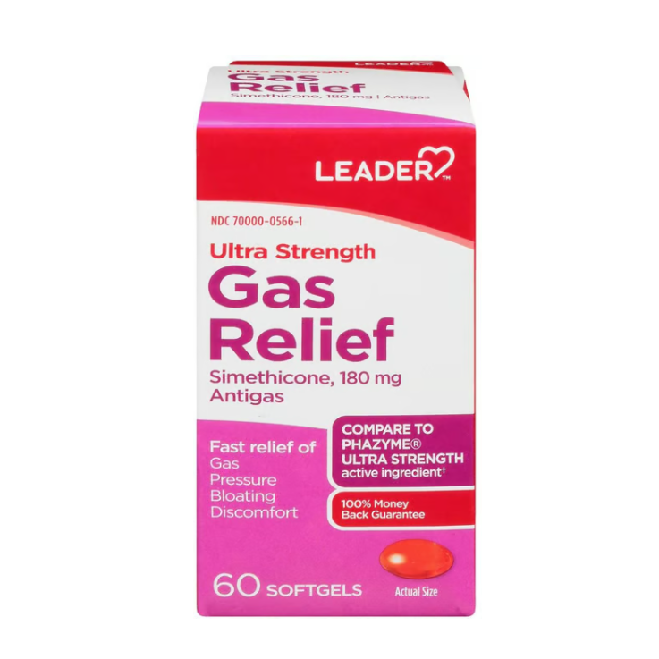 Leader Leader™ Ultra Strength Gas Relief (180 mg) – 60 Softgels Medicine Cabinets