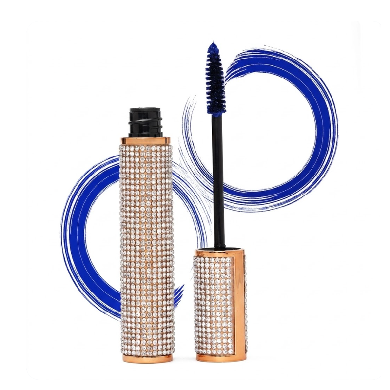 EpiLynx Mega Volume Vegan Mascara Black and Blue – Smudge-Proof with Handmade Diamond Case