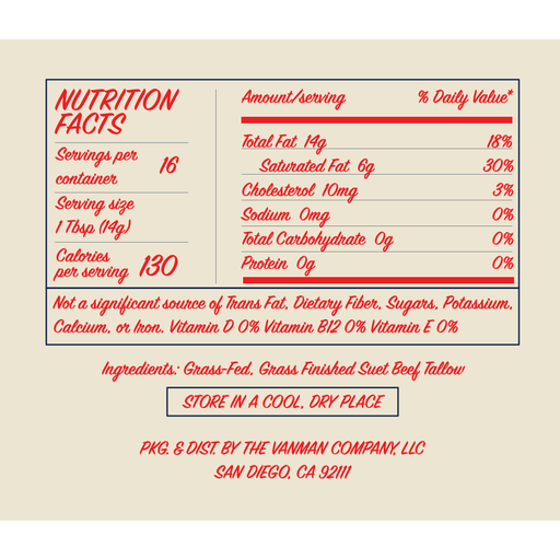 VanMan VanMan's Cooking Tallow - 9 oz
