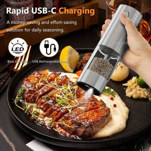 SmartPursue™ Rechargeable Electric Pepper Grinder – Adjustable Spice Mill Spice Grinders