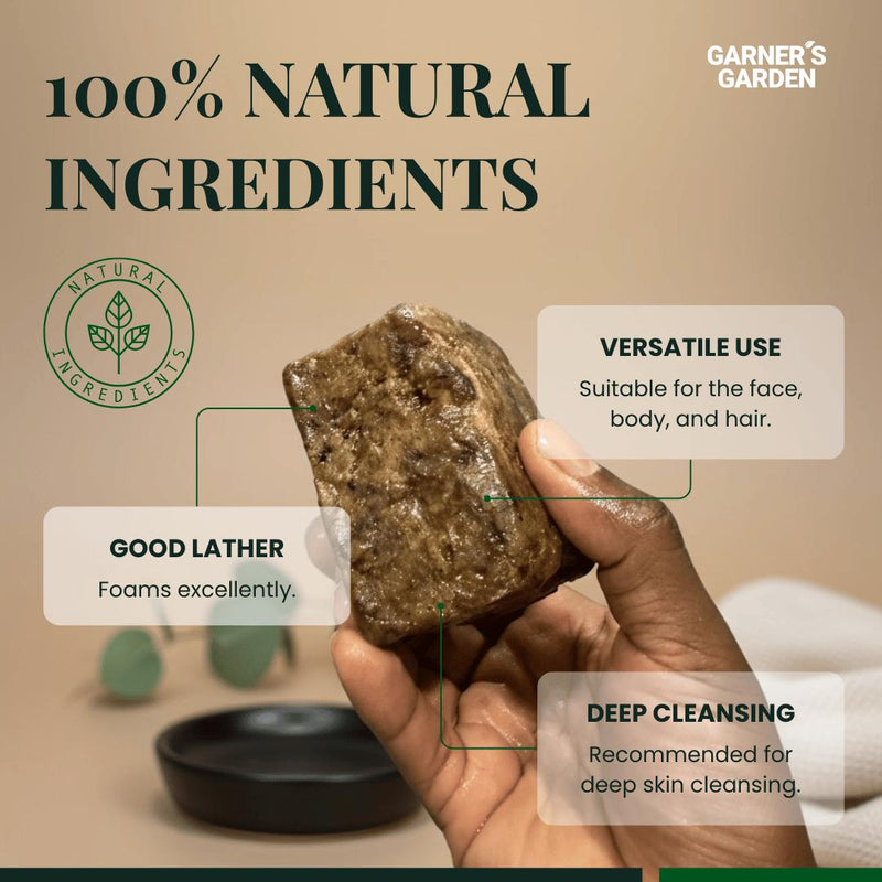 Garner's Garden Raw African Black Soap Bar (0.5 lb) Soap