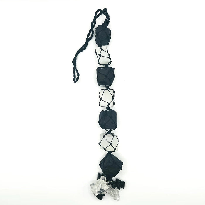 Hanging Selenite Black Tourmaline with Chips