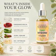 Glimmer Goddess® Organic Skin Care Organic Self Tan Drops – Fast Glow Self Tanner