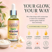 Glimmer Goddess® Organic Skin Care Organic Self Tan Drops – Fast Glow Self Tanner