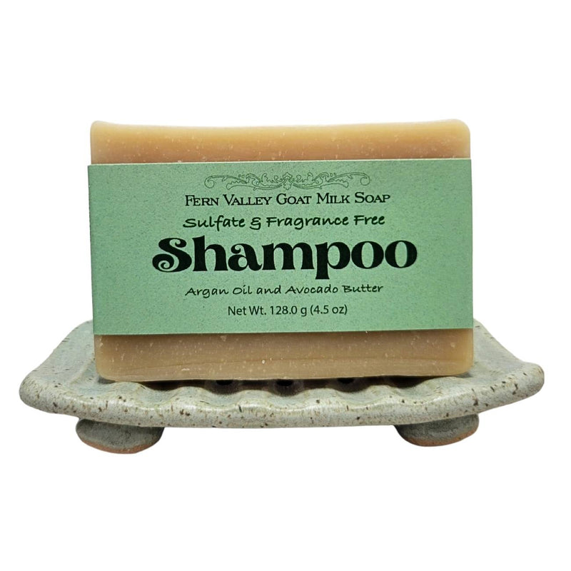 Fern Valley Soap Handmade Goat Milk Shampoo Bar |  Argan Oil & Avocado Butter | Fragrance-Free Goat Milk Soap