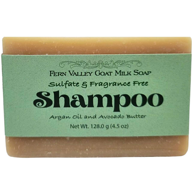 Fern Valley Soap Handmade Goat Milk Shampoo Bar |  Argan Oil & Avocado Butter | Fragrance-Free Goat Milk Soap