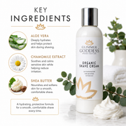 Glimmer Goddess® Organic Skin Care Organic Shave Cream for Sensitive Skin – Hydrating Formula Shaving White Smoke Lavender Lemon,Unscented