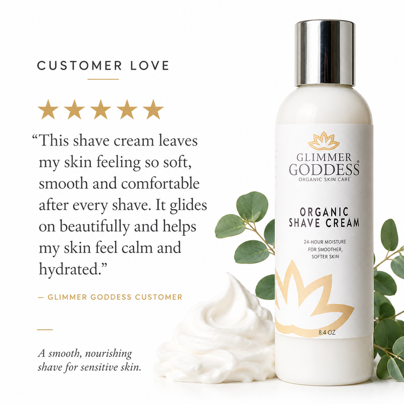 Glimmer Goddess® Organic Skin Care Organic Shave Cream for Sensitive Skin – Hydrating Formula Shaving White Smoke Lavender Lemon,Unscented