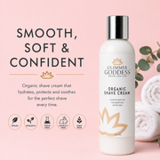 Glimmer Goddess® Organic Skin Care Organic Shave Cream for Sensitive Skin – Hydrating Formula Shaving Misty Rose Lavender Lemon,Unscented