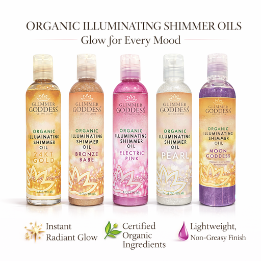 Glimmer Goddess® Organic Skin Care Organic Shimmer Body Oil for a Soft, Non-Greasy Body Glow Shimmer