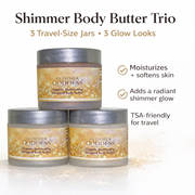 Glimmer Goddess® Organic Skin Care Organic Shimmering Body Butter Trio – 3 x 2 oz Travel Set Shimmer