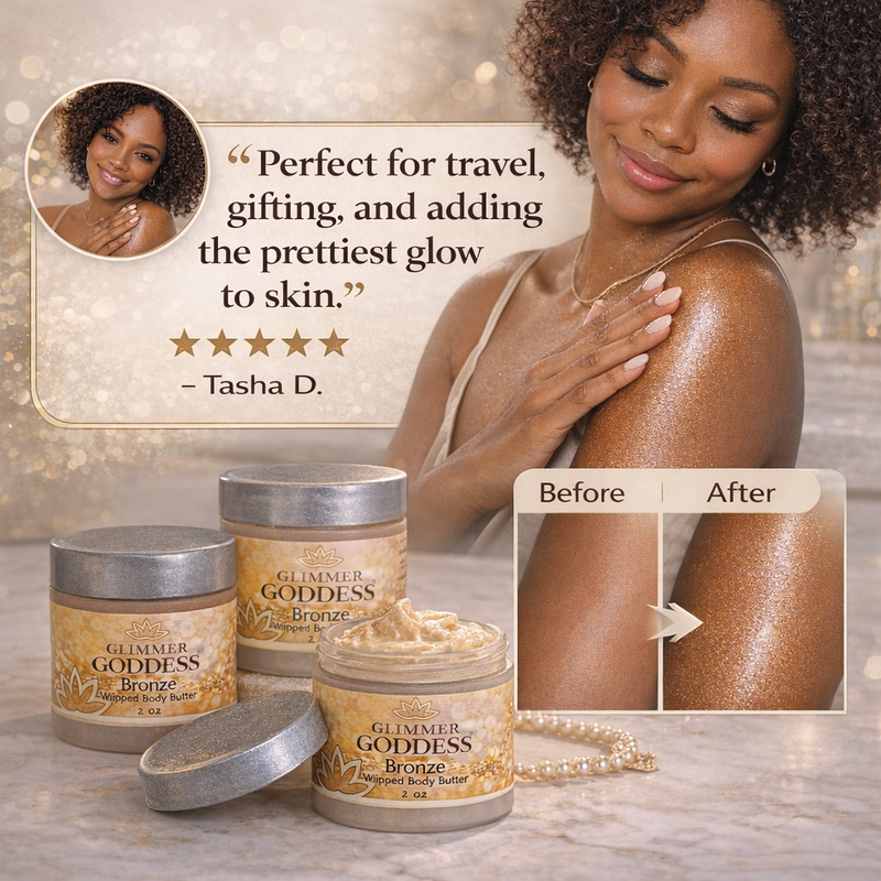 Glimmer Goddess® Organic Skin Care Organic Shimmering Body Butter Trio – 3 x 2 oz Travel Set Shimmer